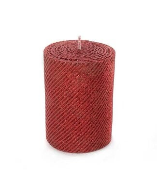 Patience Brewster by Makenzie Childs Shimmer Shimmer Pillar Candle - 4 - Red