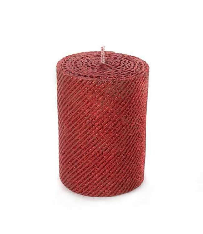 Shimmer Shimmer Pillar Candle - 4 - Red