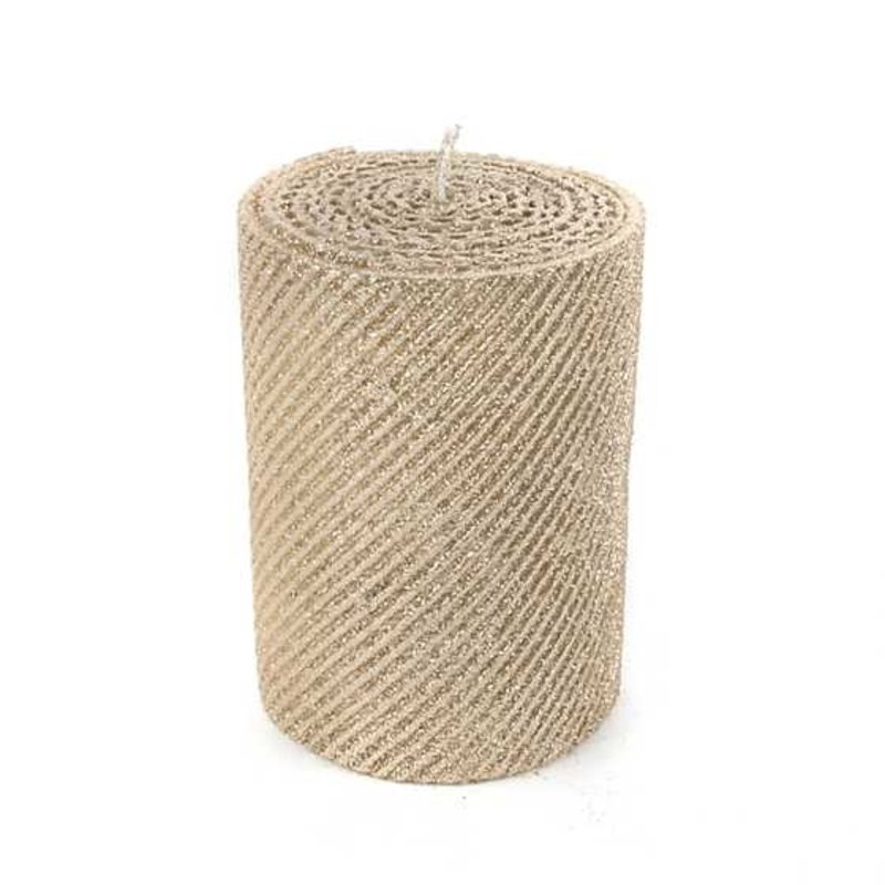 Patience Brewster by Makenzie Childs Shimmer Shimmer Pillar Candle - 4 - Gold