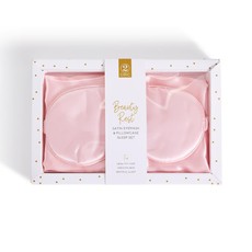 Two's Company Beauty Rest Rose Satin Pillowcase and Eye Mask Set in Gift Box