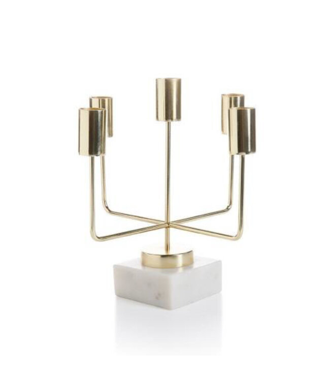 Celine Five Tier Brass and Marble Taper Holder