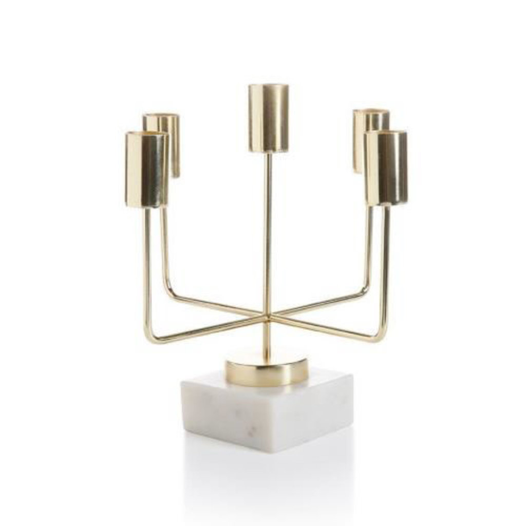 Zodax Celine Five Tier Brass and Marble Taper Holder