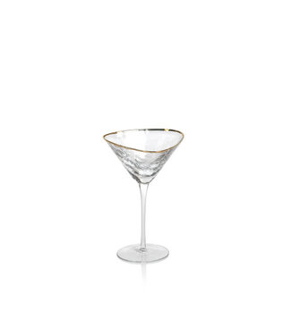 Zodax Aperitivo Triangular Martini Glass, Clear w/ Gold Rim