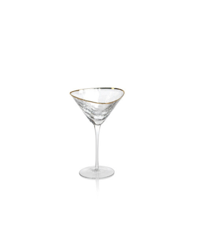 Aperitivo Triangular Martini Glass, Clear w/ Gold Rim