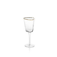 Zodax Aperitivo Triangular Wine Glass, Clear w/ Gold Rim