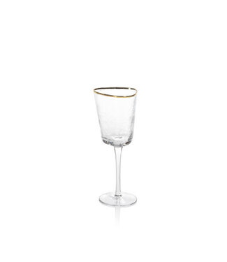 Zodax Aperitivo Triangular Wine Glass, Clear w/ Gold Rim