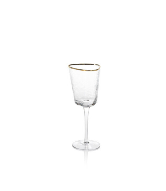 Aperitivo Triangular Wine Glass, Clear w/ Gold Rim