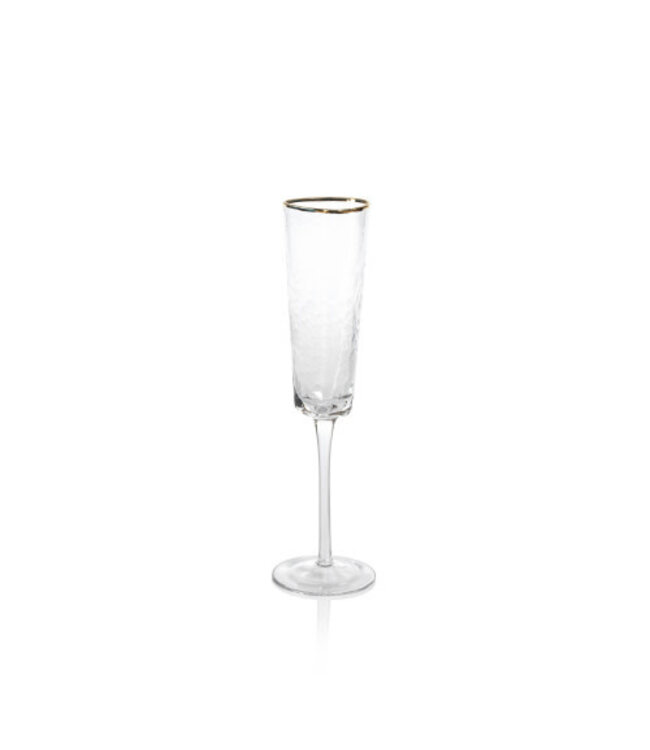 Zodax Aperitivo Triangular Champagne Flute, Clear w/ Gold Rim