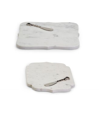 Two's Company Marble Arabesque Serving Tray with Spreader