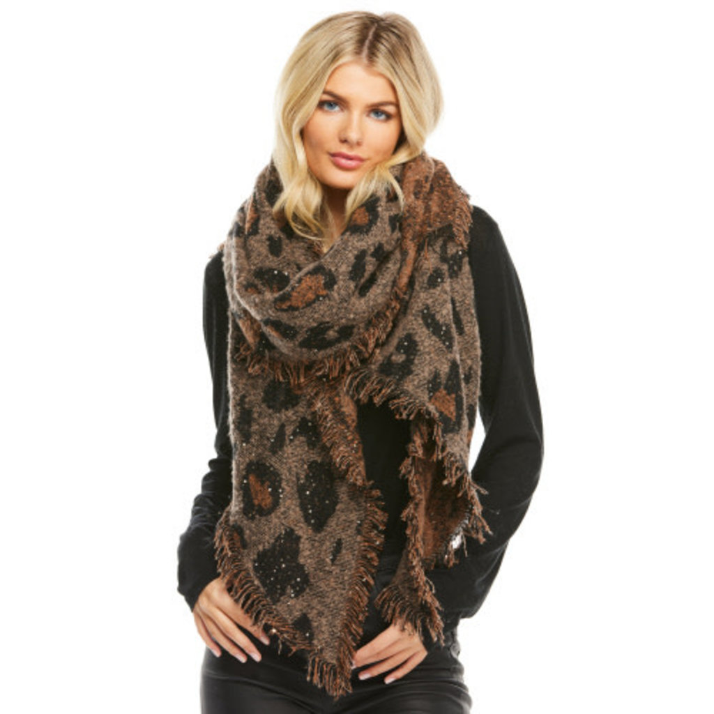 Fabulous Furs Bold Sparkle Oversized Scarf Leopard