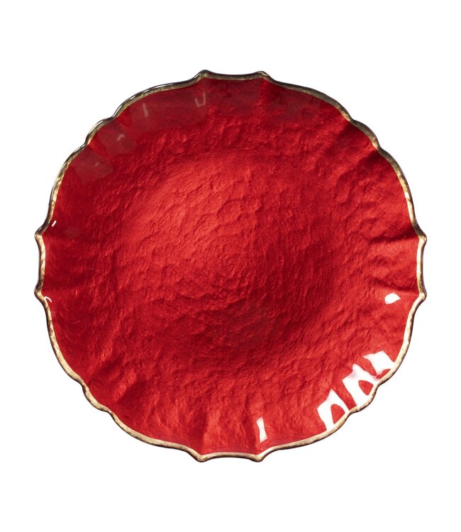 Baroque Glass Red Service Plate/Charger