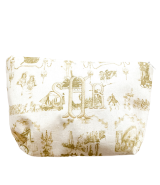 Jennifer Grehan Mardi Gras Toile Gold Cosmetic Bag