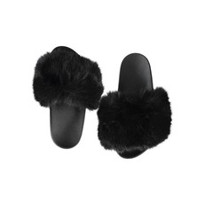 Fabulous Furs Black Fur Slides