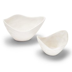 Two's Company Archipelago White Cloud Marbleized Organic Shaped Bowl Small (Sold Separately)