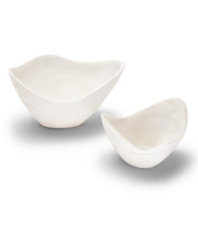 Two's Company Archipelago White Cloud Marbleized Organic Shaped Bowl Small (Sold Separately)