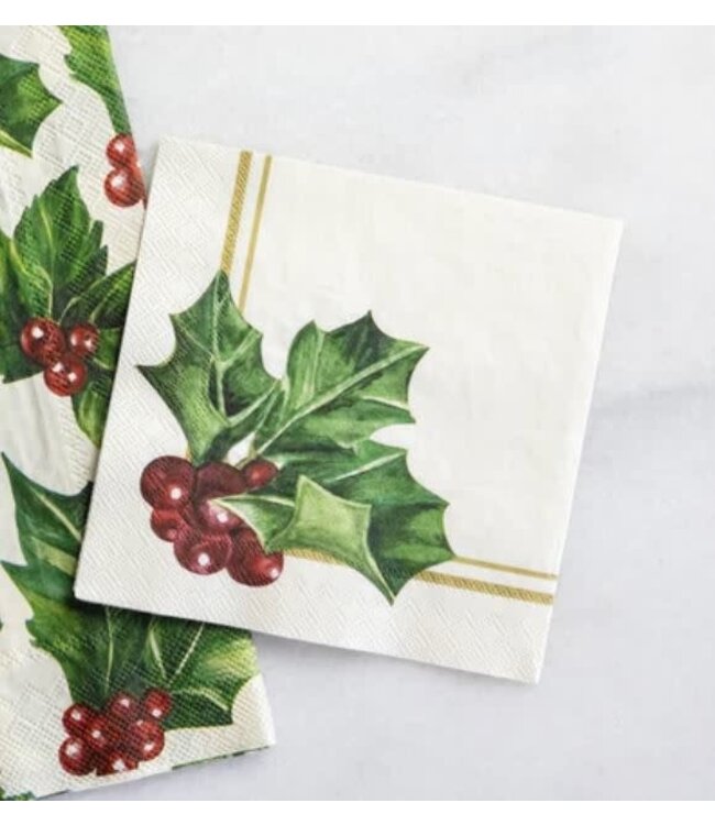 Holly Cocktail Napkin- 20 napkins