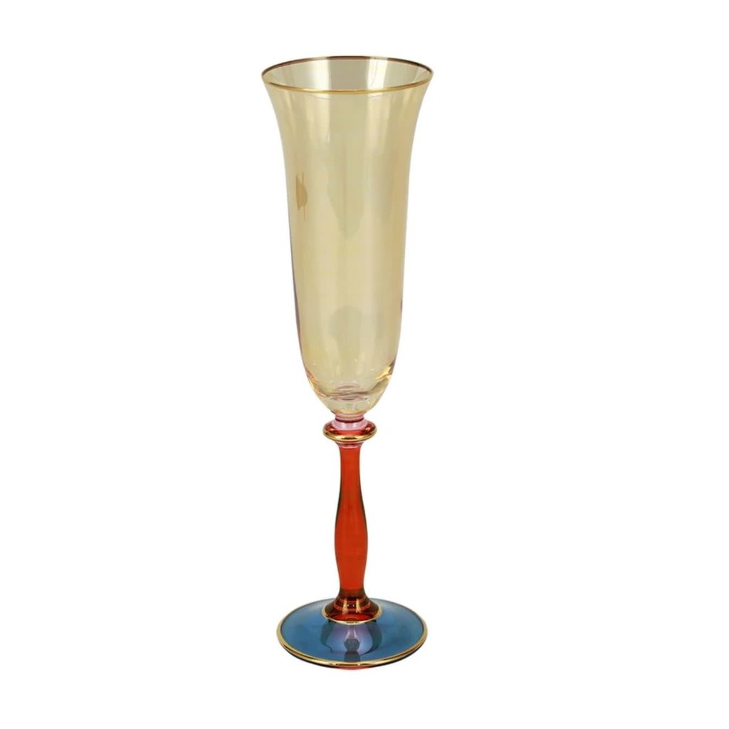 Vietri Regalia Deco Blue Champagne Glass