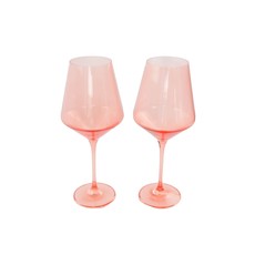 Estelle Estelle Colored Wine Stemware S/2 {Coral Peach Pink}