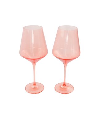 Estelle Estelle Colored Wine Stemware S/2 {Coral Peach Pink}