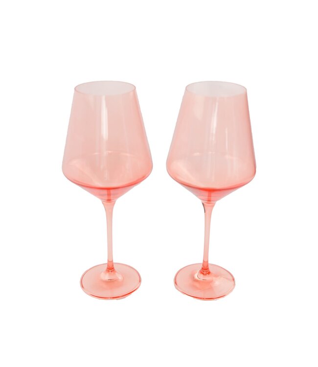 Estelle Colored Wine Stemware S/2 {Coral Peach Pink}