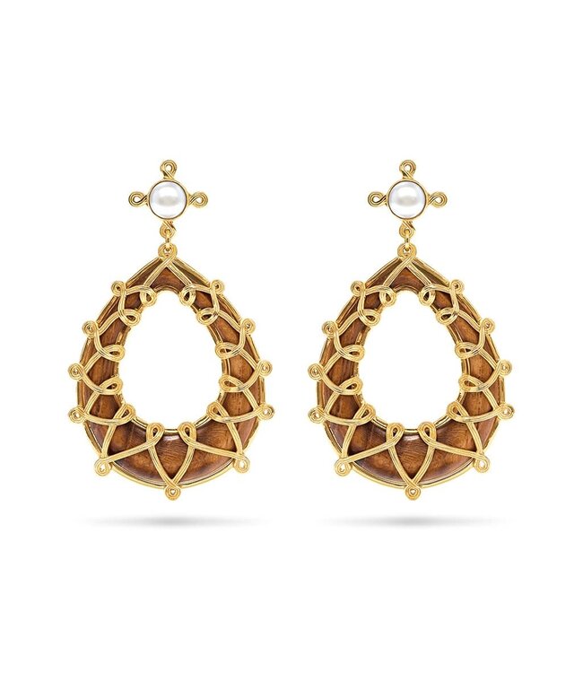 Chloe Earrings Pearl/Teak