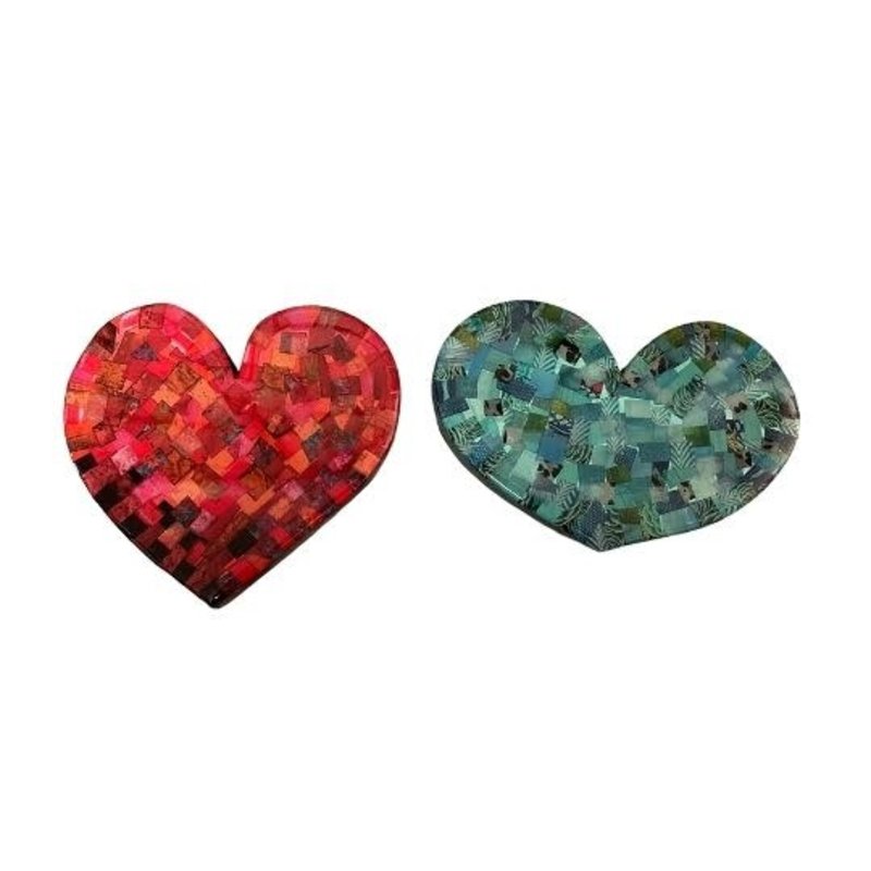 Cynthia Kolls Consignment Medium Resin Collage Hearts (Sold Separately)