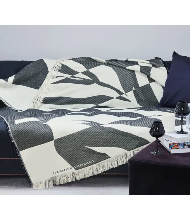Versus Noir Et Blanc Jacquard Bed Throw, Organic Cotton-Wool Recycled Polyester blend