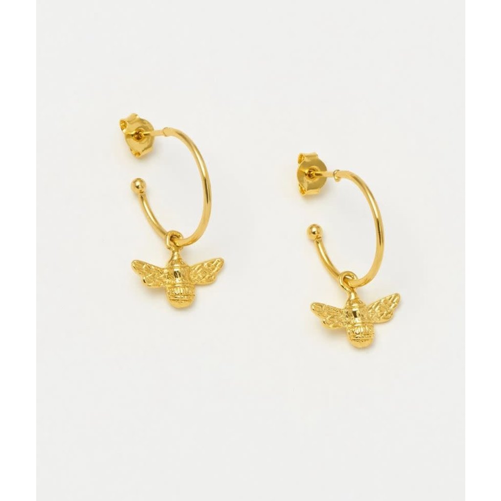Estella Bartlett Bee Drop Hoop Earrings Gold Plated
