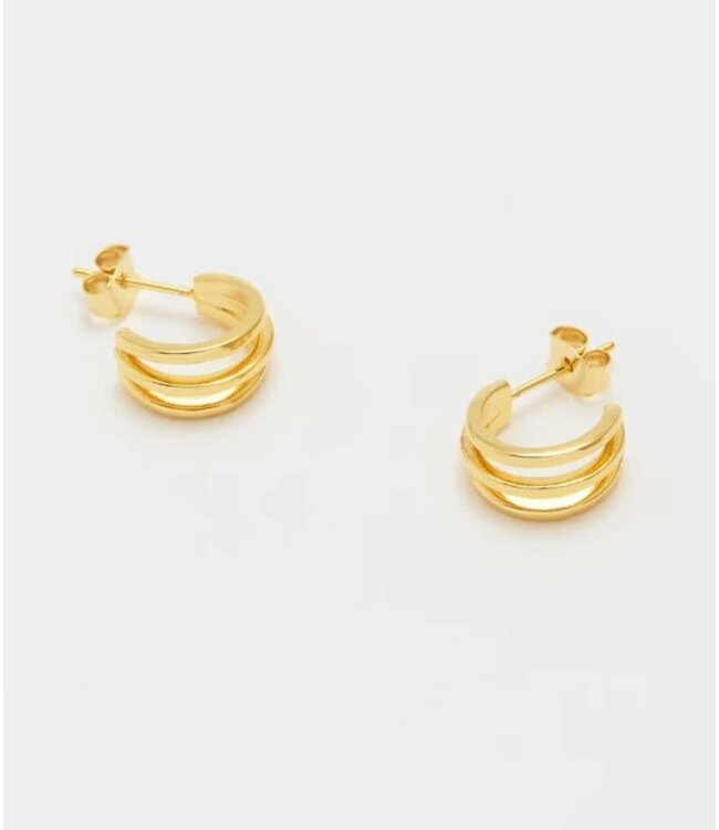 Triple Illusion Hoop Earrings Gold Plated