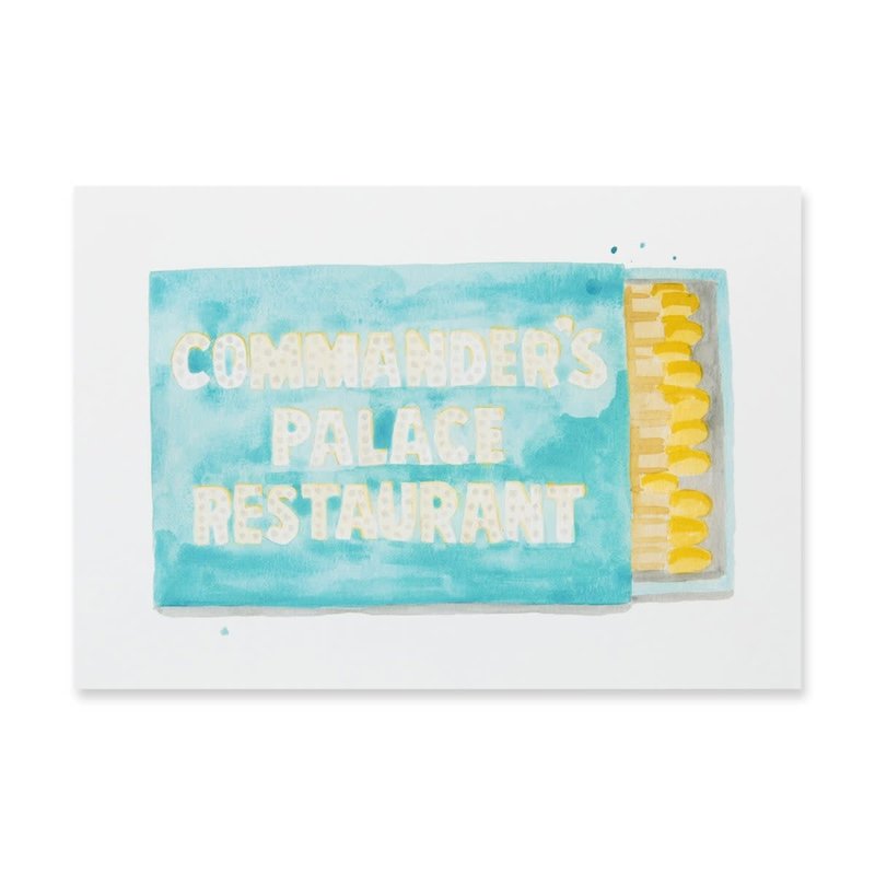 Furbish Commander's Palace Matchbook Watercolor Print 5''x7''