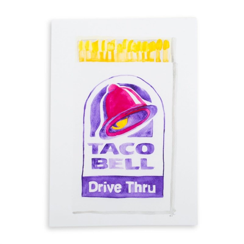 Furbish Taco Bell Matchbook Watercolor Print 5''x7''