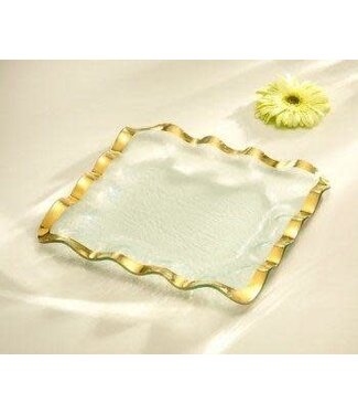 Annie Glass Square Ruffle Tray 15''
