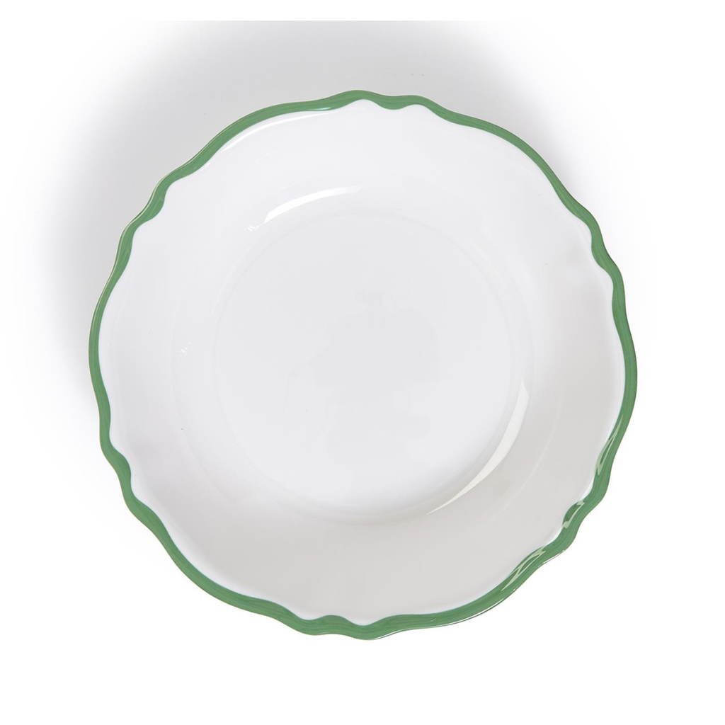 Two's Company Garden Soiree Melamine Serving Bowl with Green Border