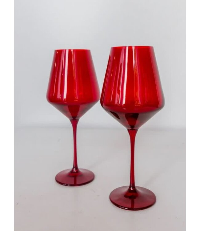 Estelle Colored Wine Stemware S/2 {Red}