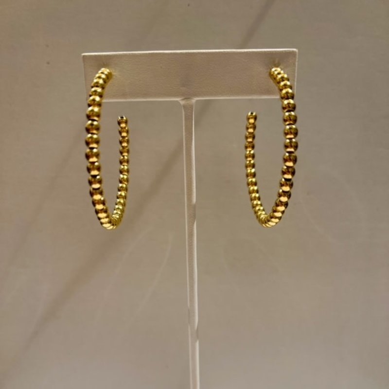 Be-Je Designs Gold Beaded Hoop Earrings, Medium