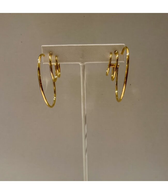 Gold Triple Thin Hoop Earring