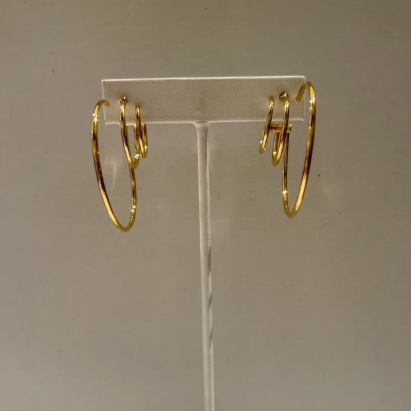 Be-Je Designs Gold Triple Thin Hoop Earring