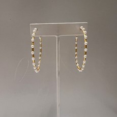 Be-Je Designs Large Thin Gold Hoop with Tiny Pearls