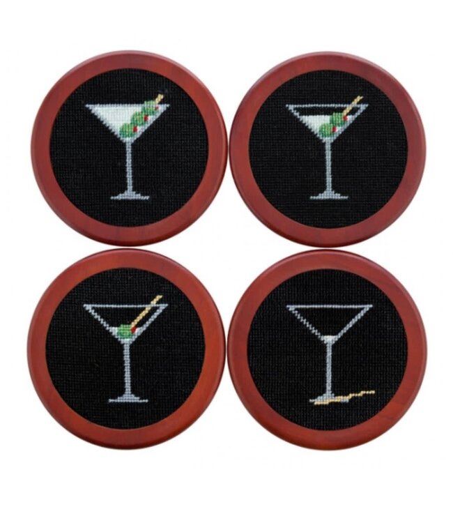 Martini Needlepoint Coasters (Black)