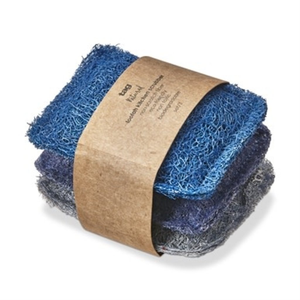 Tag Blue Loofah Scrubber Set of 3