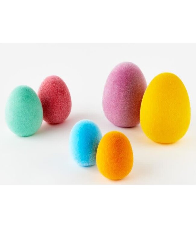 Flocked Egg 6.5" Red/Pink