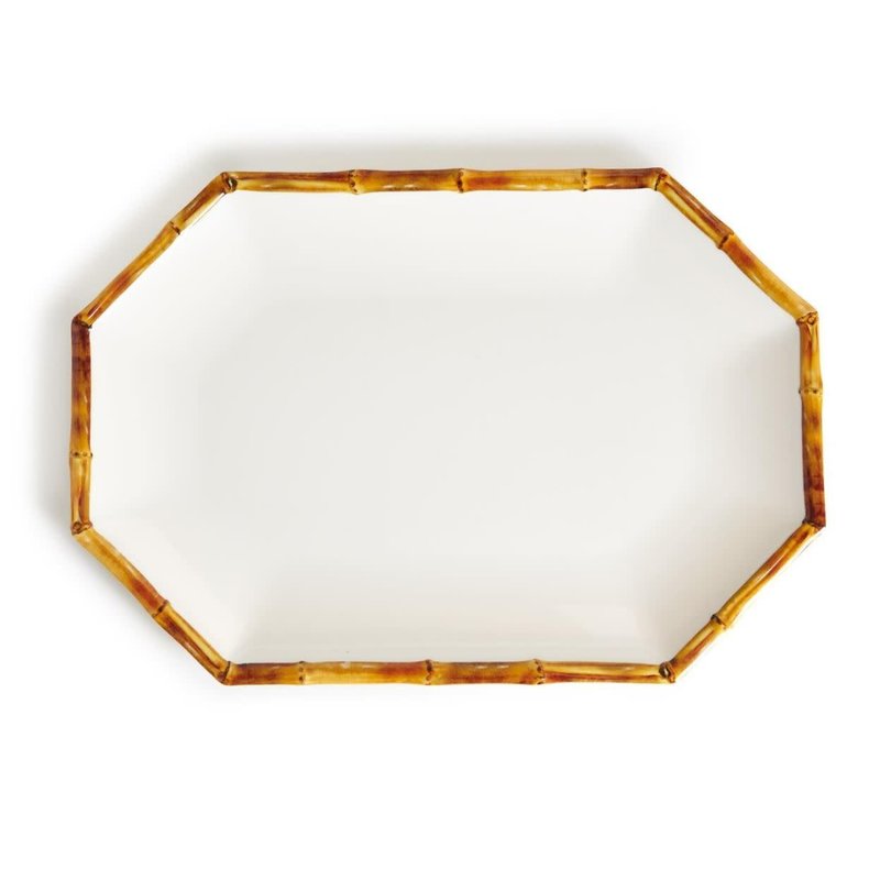 Two's Company Bamboo Melamine Octagonal Serving Tray / Platter