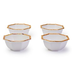 Two's Company Bamboo Melamine S/4 Octagonal Multipurpose Bowls