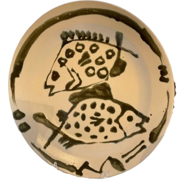 Steve Hasslock Shallow Bowl with Two Fish