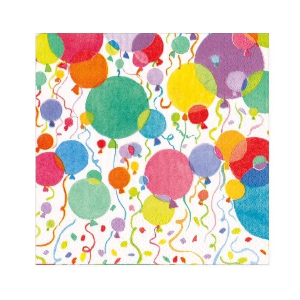 Caspari Balloons and Confetti Paper Cocktail Napkins in White - 20 Per Package
