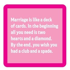Drinks on Me Coasters Marriage Deck of Cards Coaster