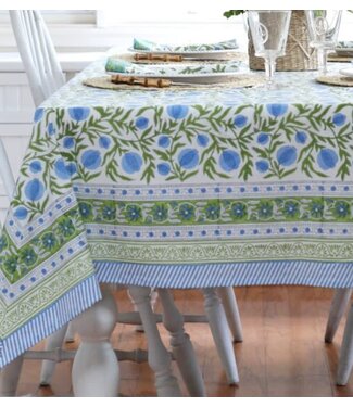 Pacific & Rose Textiles Pomegranate Blue Tablecloth 60"x125"