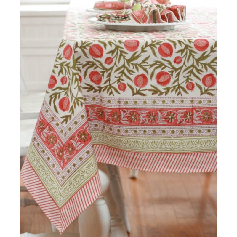 Pacific & Rose Textiles Pomegranate Red Tablecloth 60"x125"