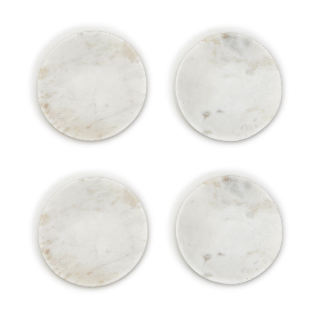 Two's Company Artesia Set of 4 White Marble Coasters
