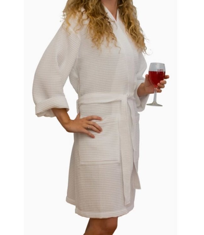 Cotton Waffle Robe 36" One Size White